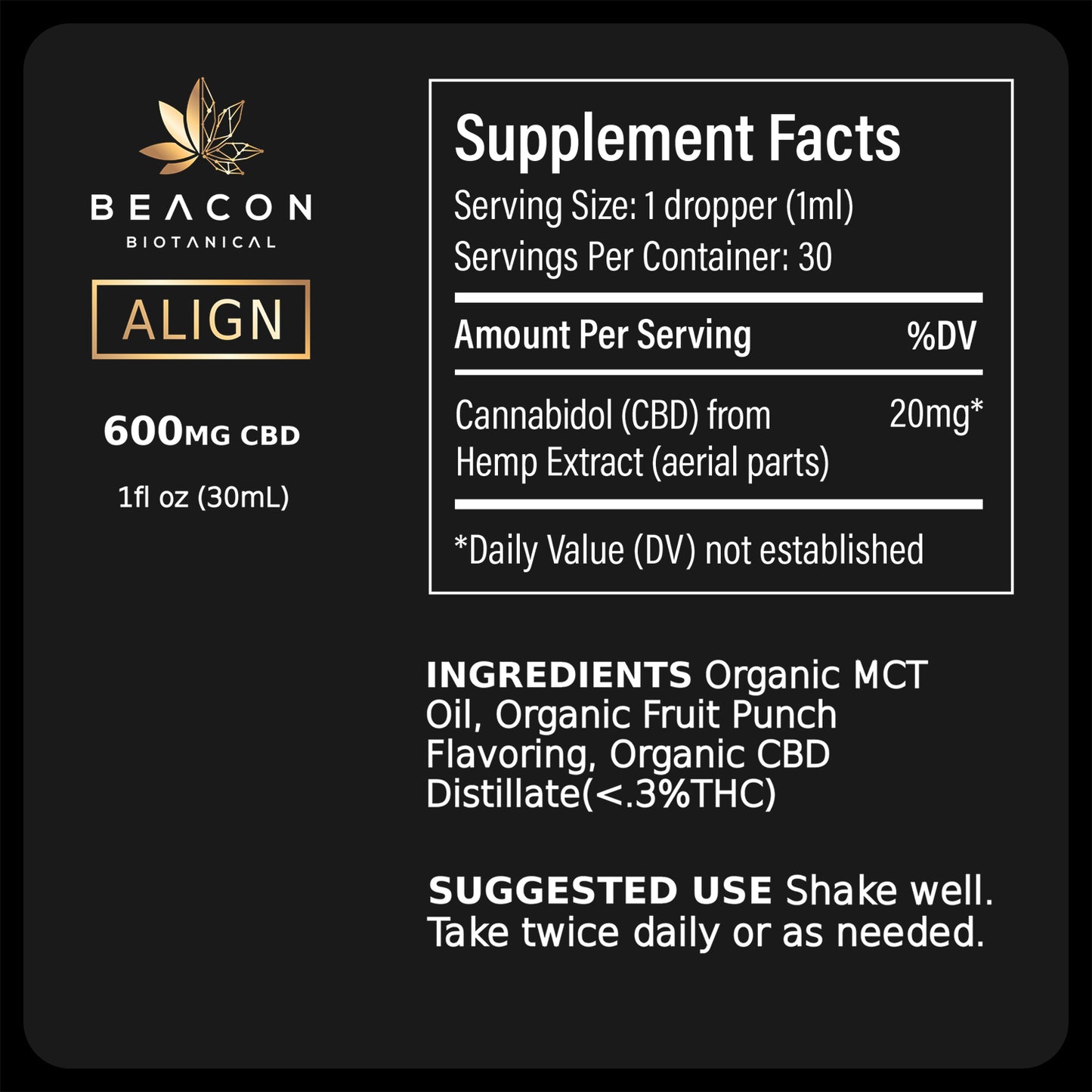 Beacon Biotanical Align Supplement Facts