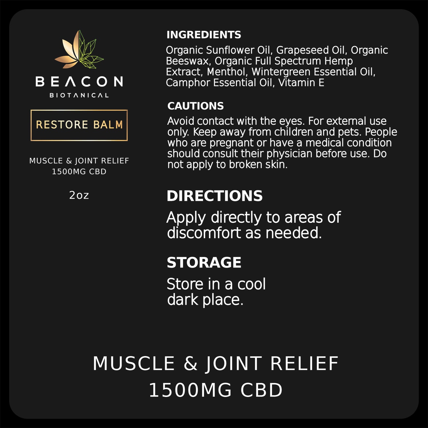 Beacon Biotanical Restore Balm Ingredients and Directions